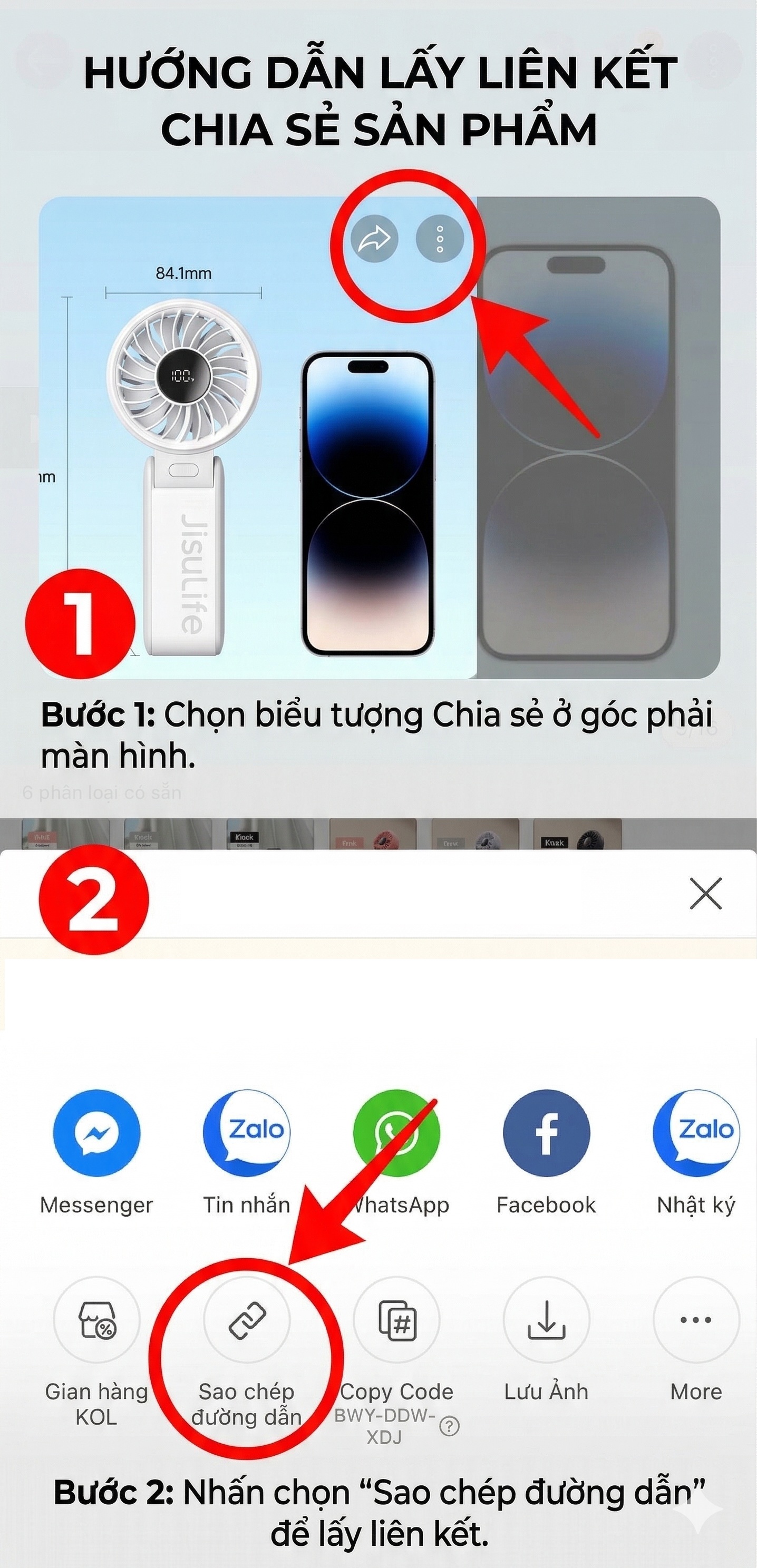 Bước 1 copy link sản phẩm trên Shopee